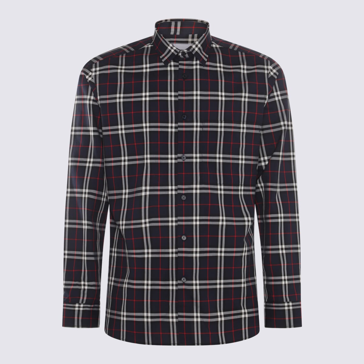 Burberry Navy And Red Cotton Shirt