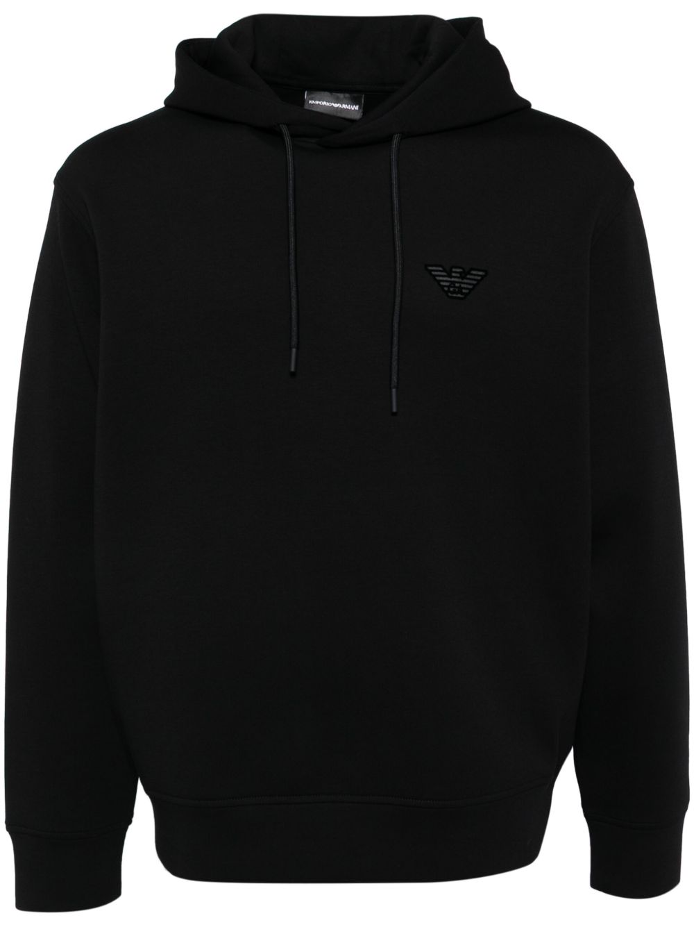 Emporio Armani logo印花连帽衫 - 黑色