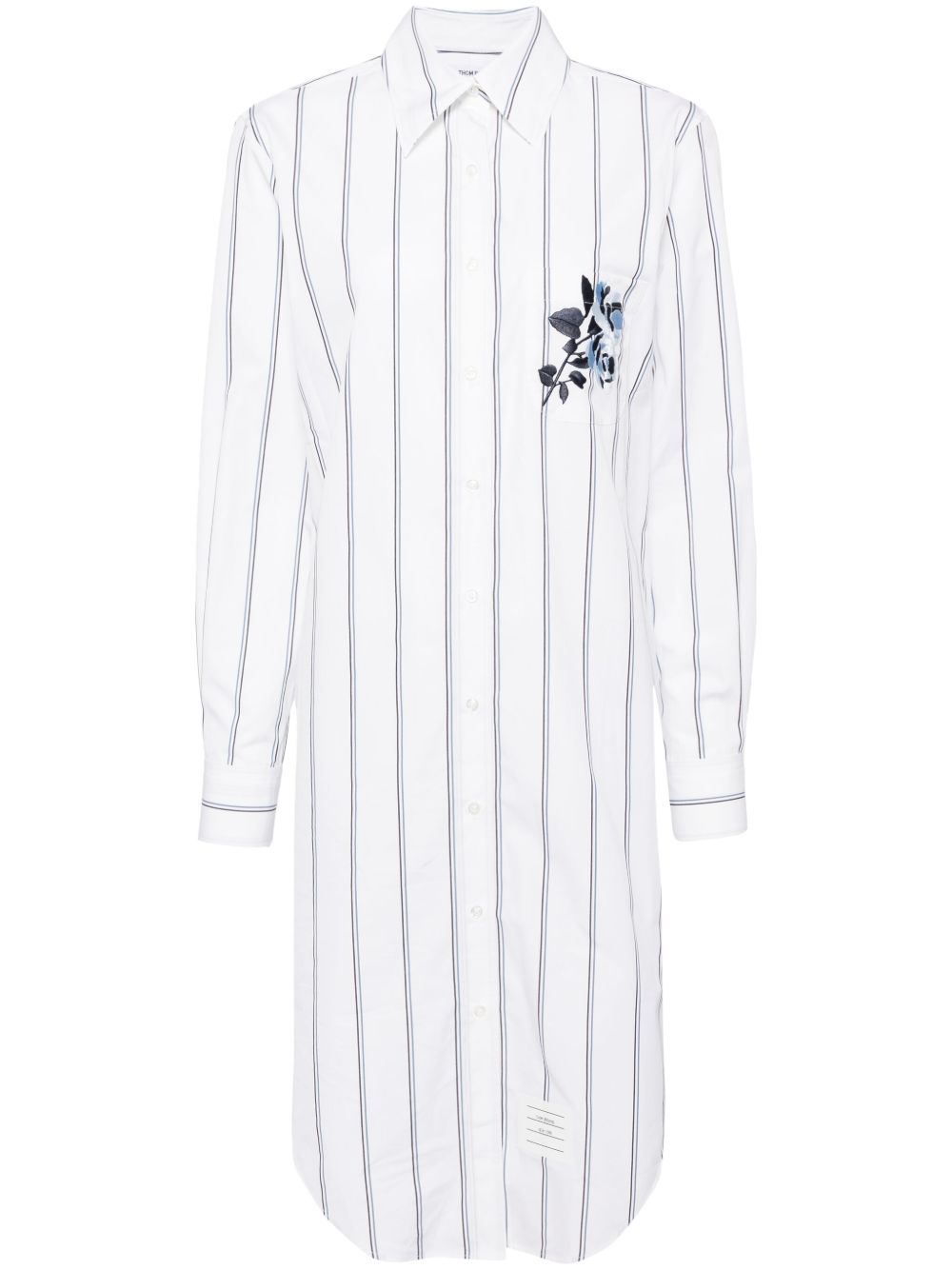 Thom Browne 条纹刺绣衬衫裙 - 白色