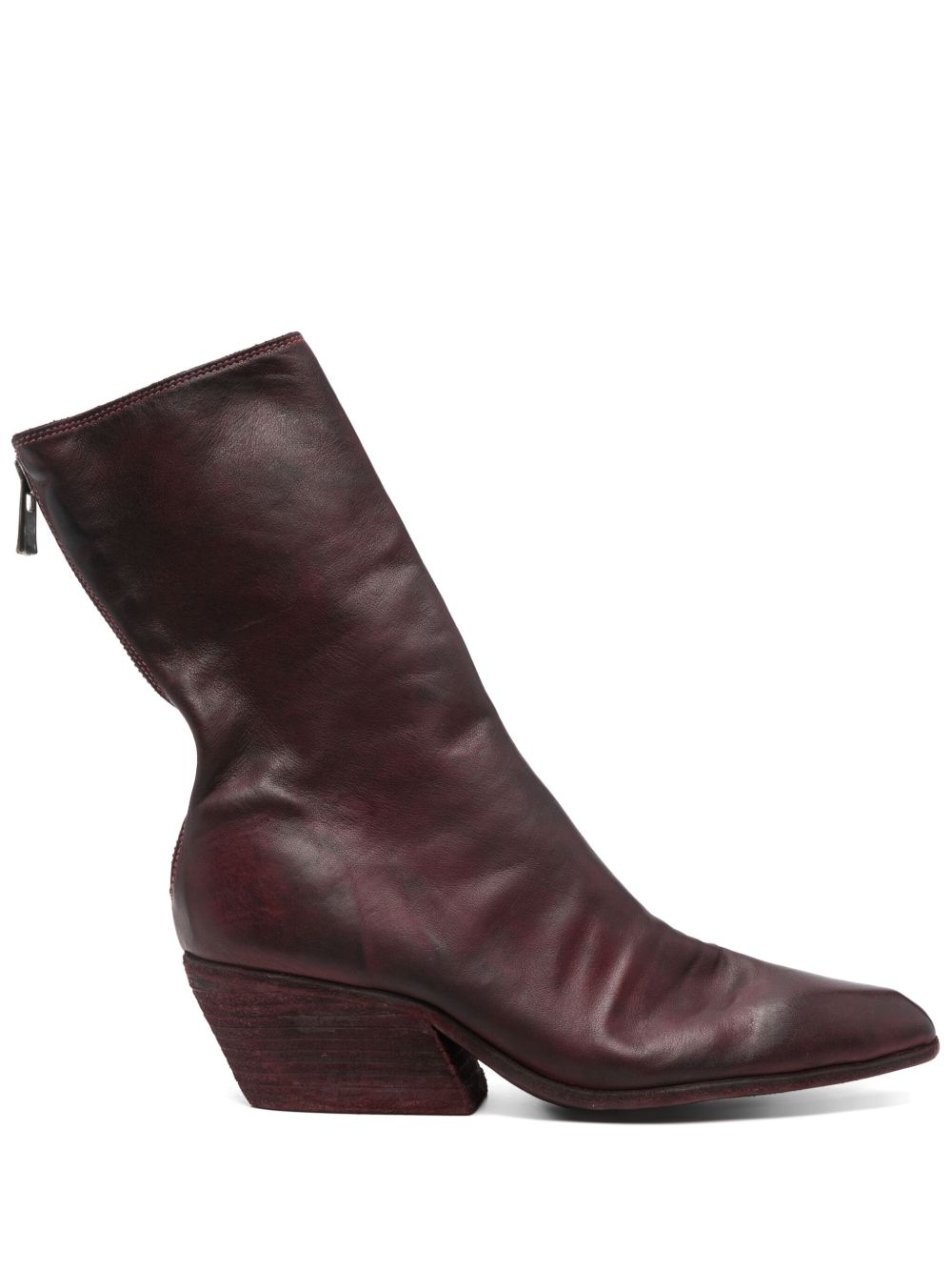 Guidi 低跟皮靴（5.5厘米） - 红色