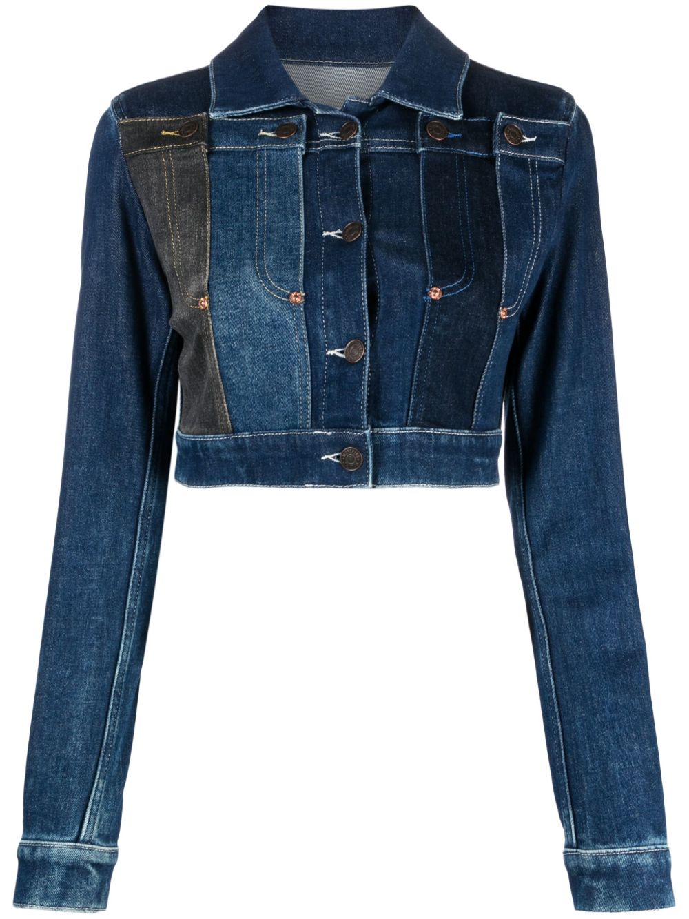MOSCHINO JEANS 尖头平翻领羊毛混纺夹克 - 蓝色