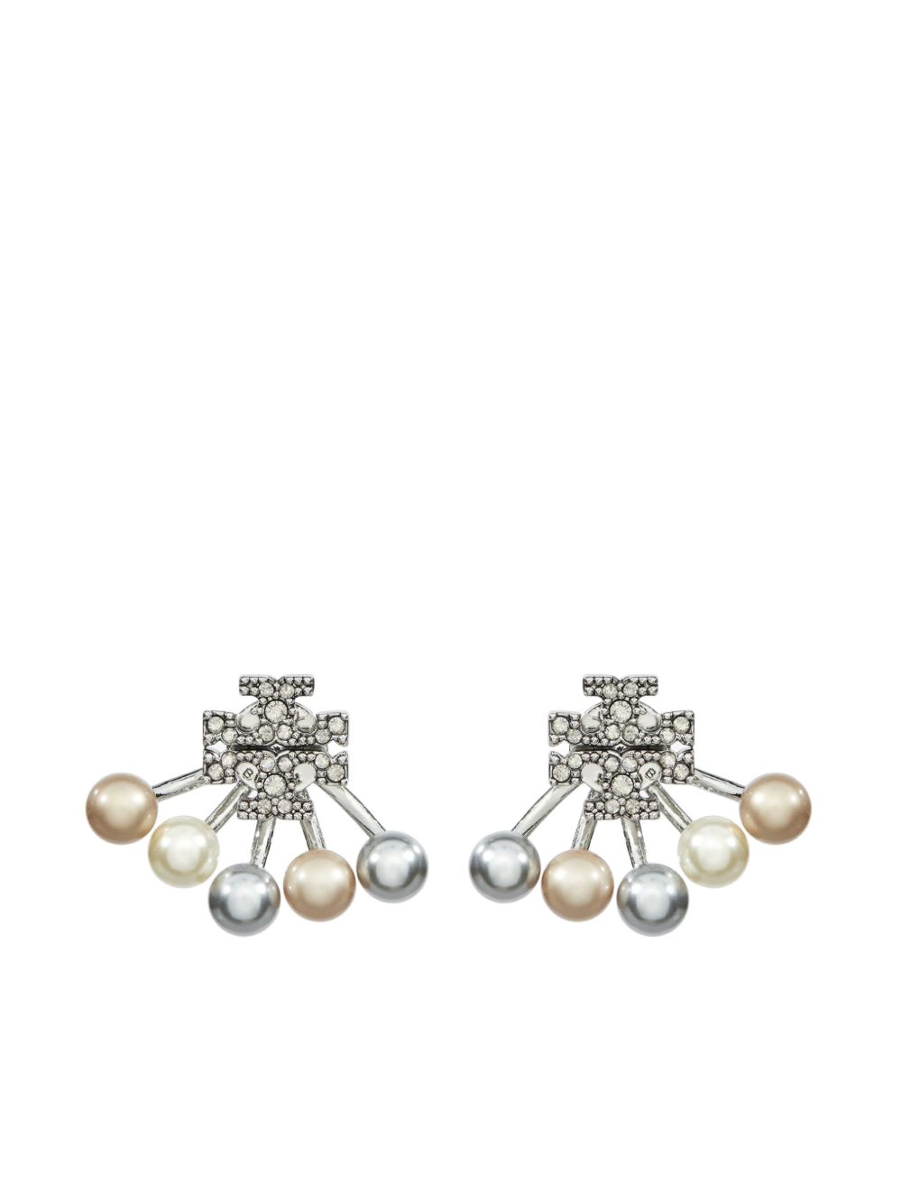 Tory Burch Kira 前后对调珠饰耳环 - 银色