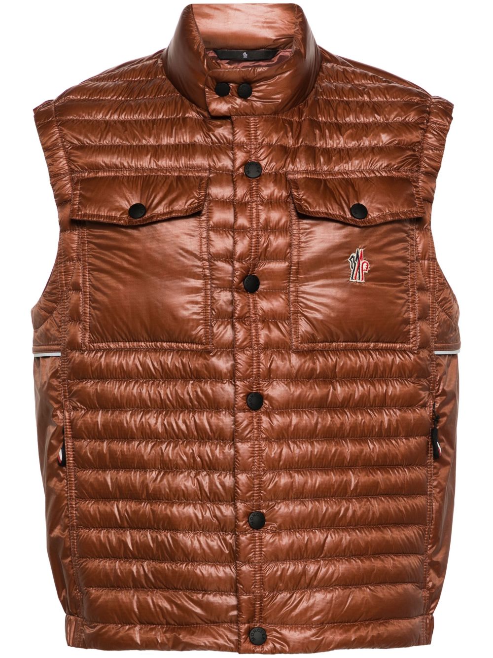 Moncler Grenoble Ollon 防撕裂方格布羽绒马甲 - 褐色