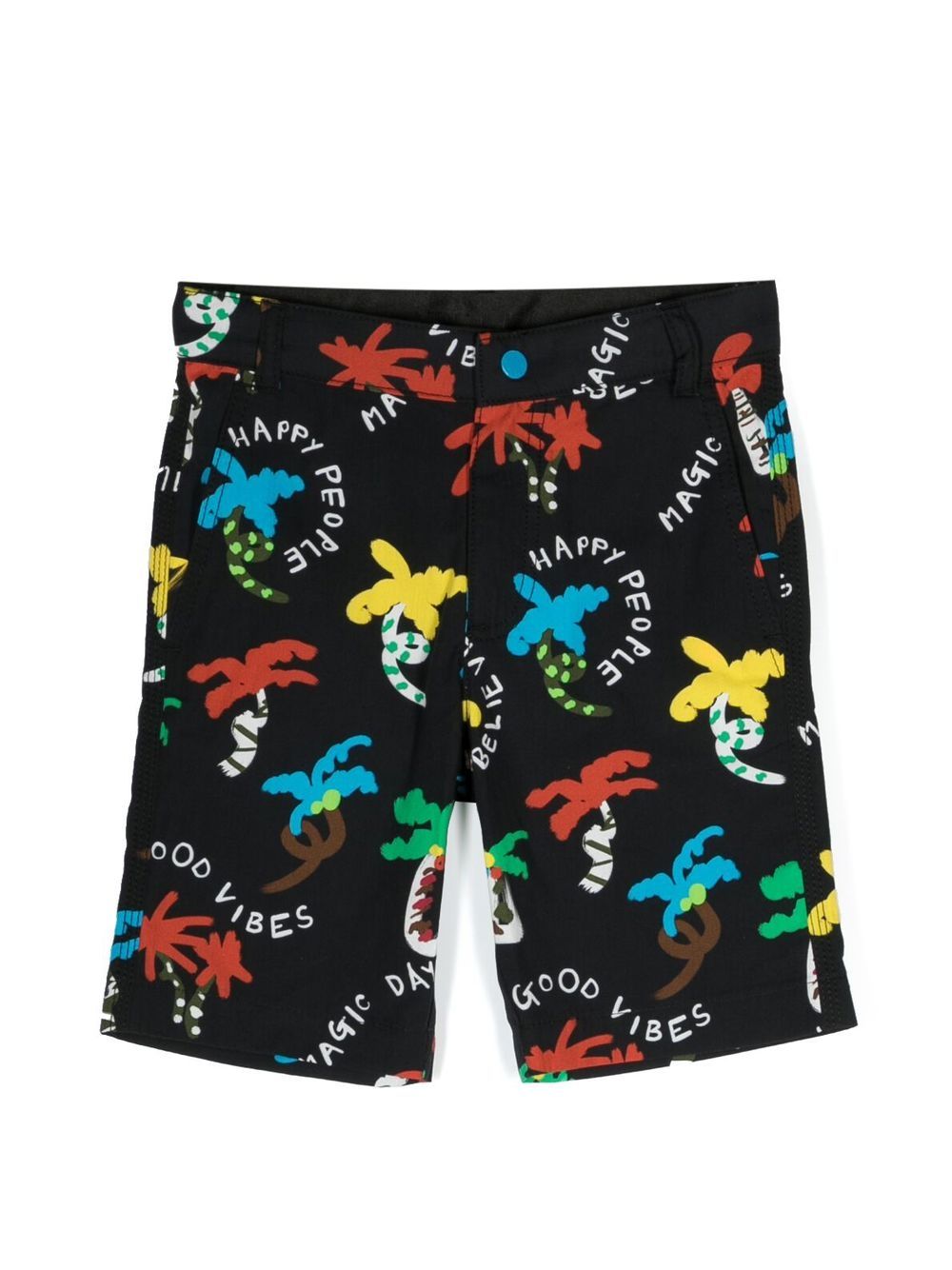 Stella McCartney Kids 图案印花卡其短裤 - 黑色