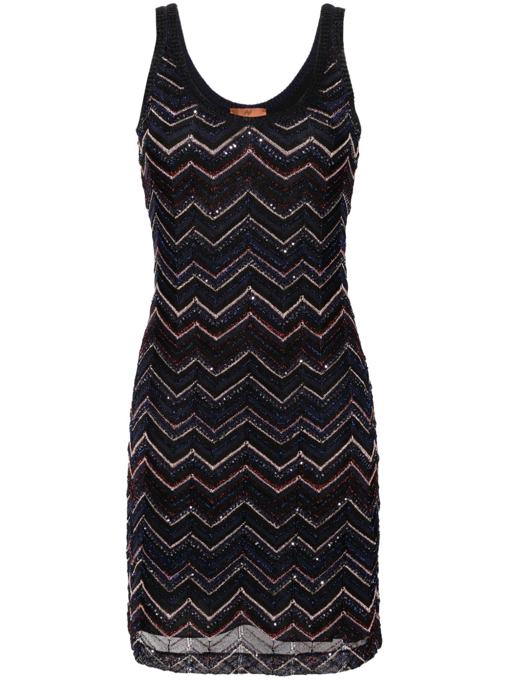 Missoni Z字形图案编织亮片缀饰连衣裙 - 蓝色