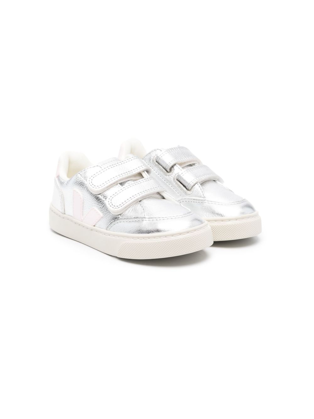 VEJA Kids V-12 ChromeFree 金属感运动鞋 - 银色