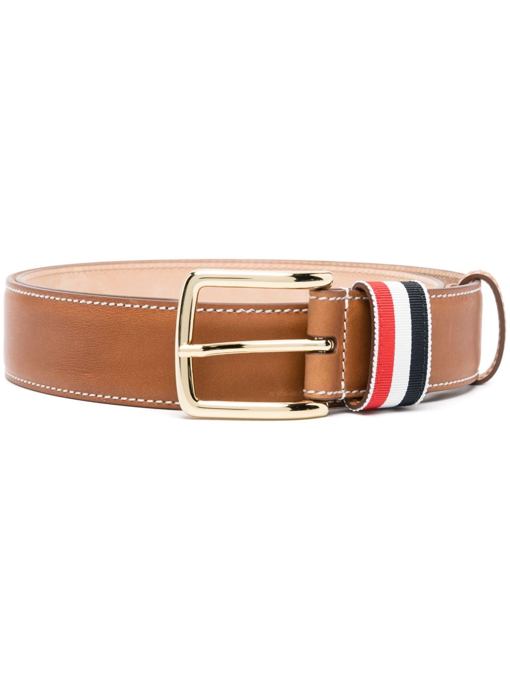 Thom Browne RWB 条纹皮质腰带 - 褐色