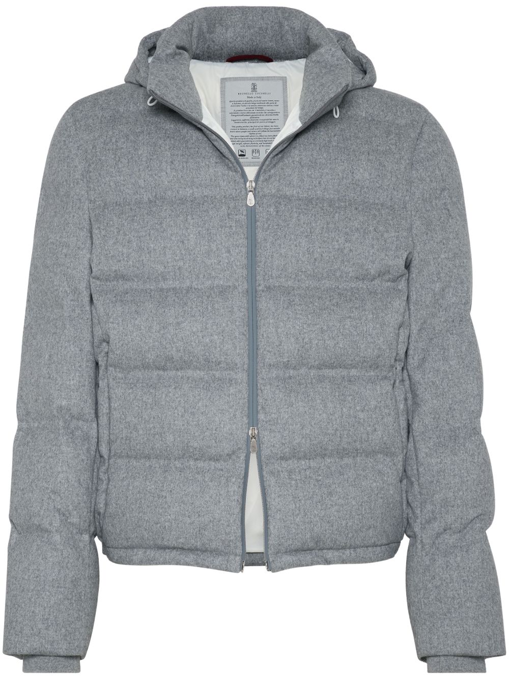Brunello Cucinelli 绗缝连帽羽绒夹克 - 灰色