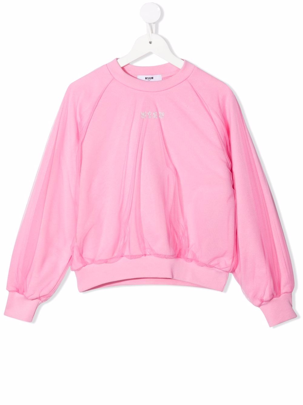MSGM Kids 薄纱分层式卫衣 - 粉色