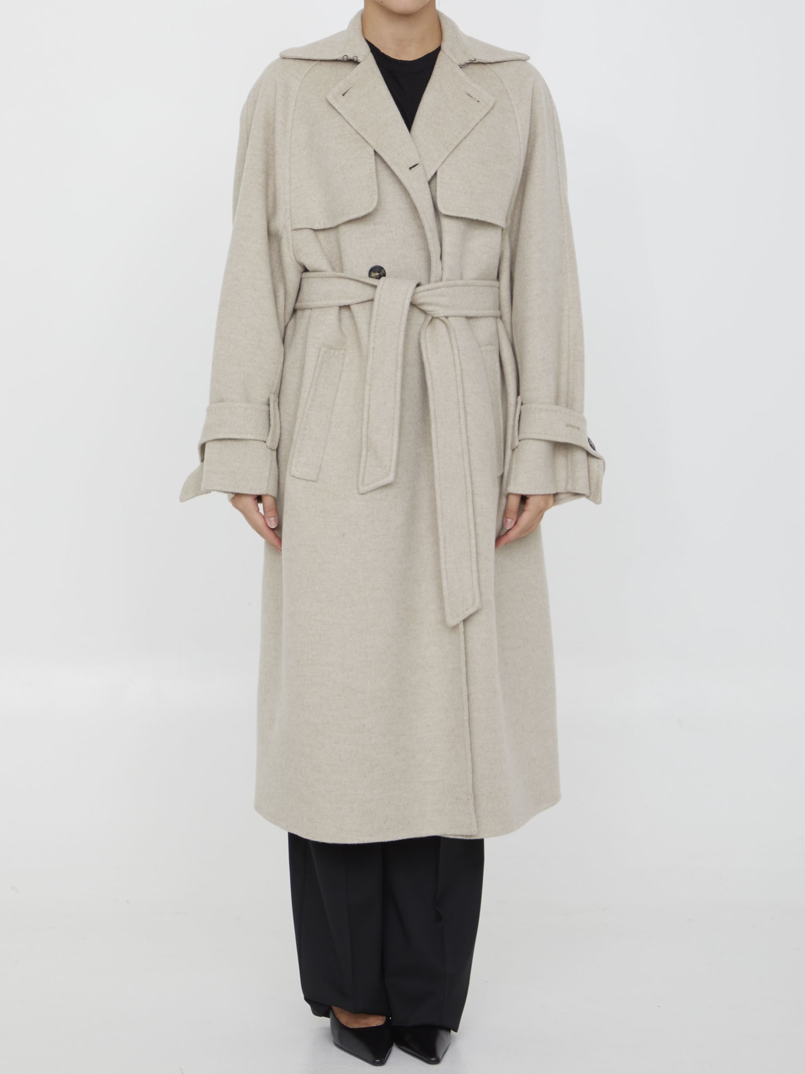 Max Mara Falcone Double-breasted Long-sleeved Coat
