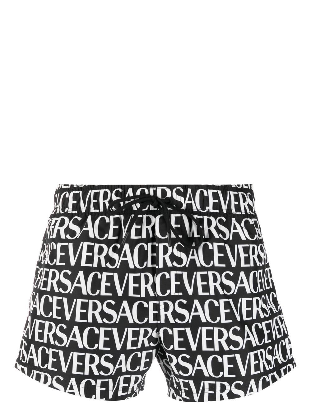 Versace logo印花泳裤 - 黑色