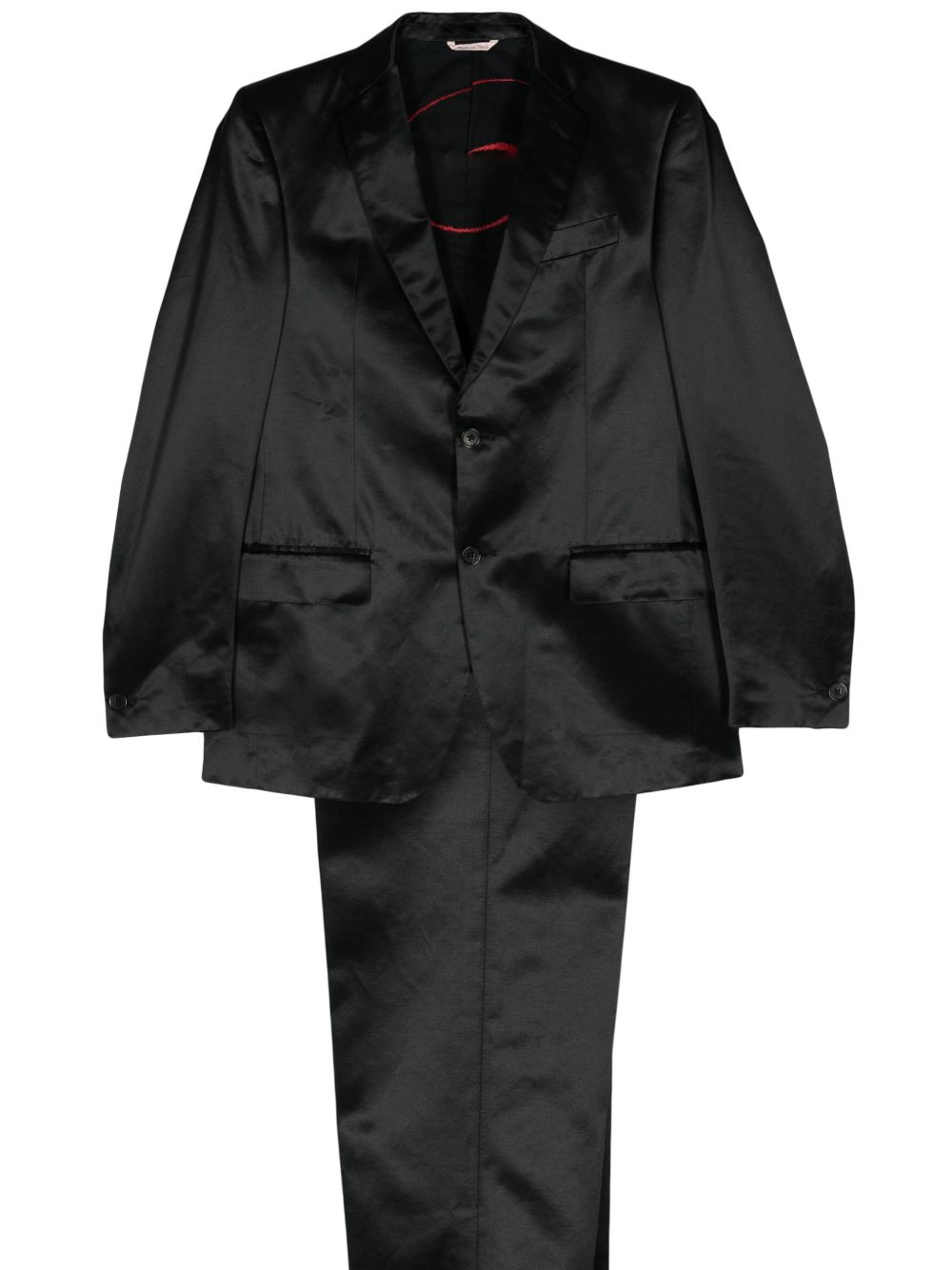 Romeo Gigli Pre-Owned 单排扣缎面西装套装（2000年代典藏款） - 黑色
