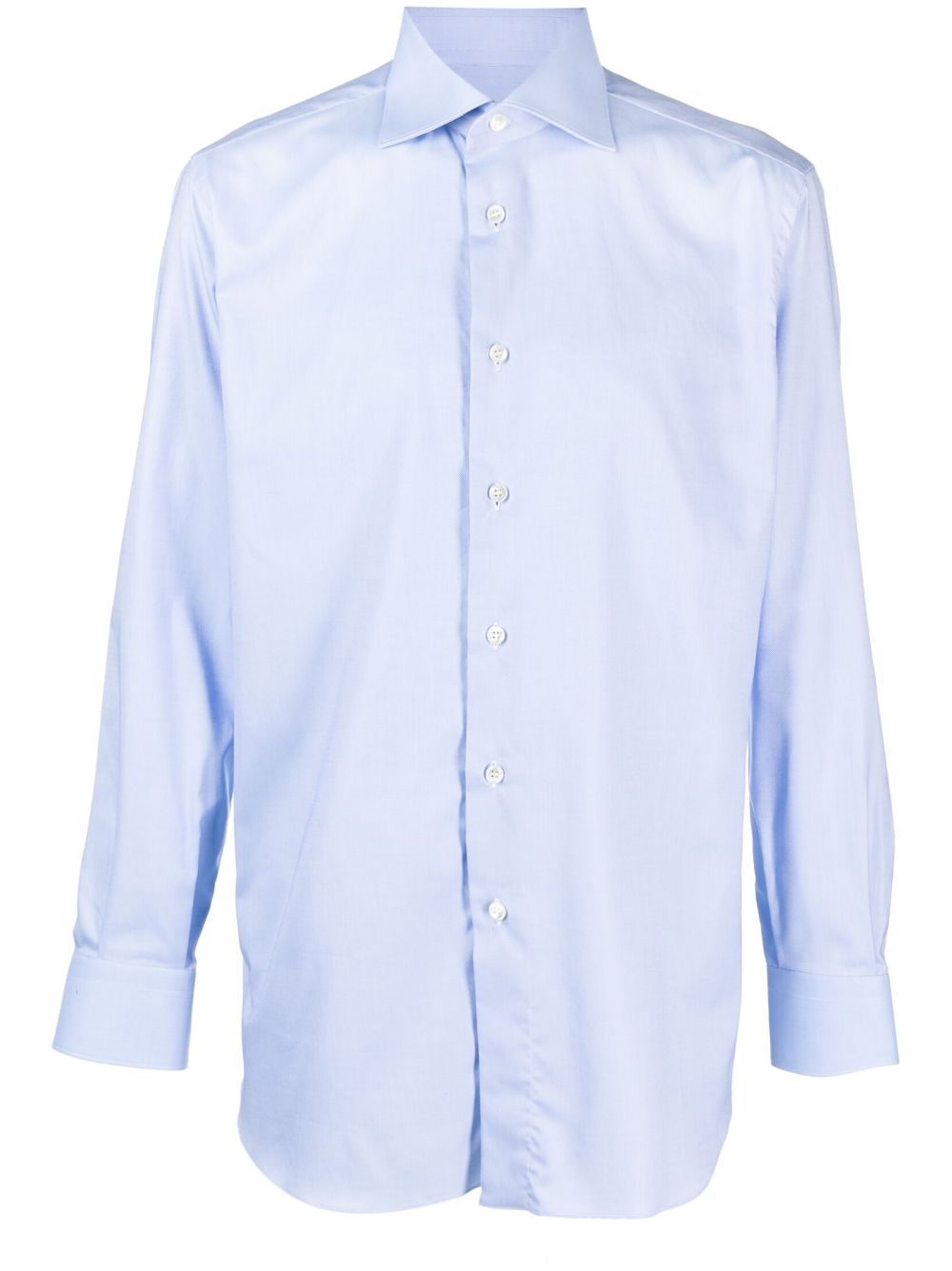 Brioni 排扣棉衬衫 - 蓝色