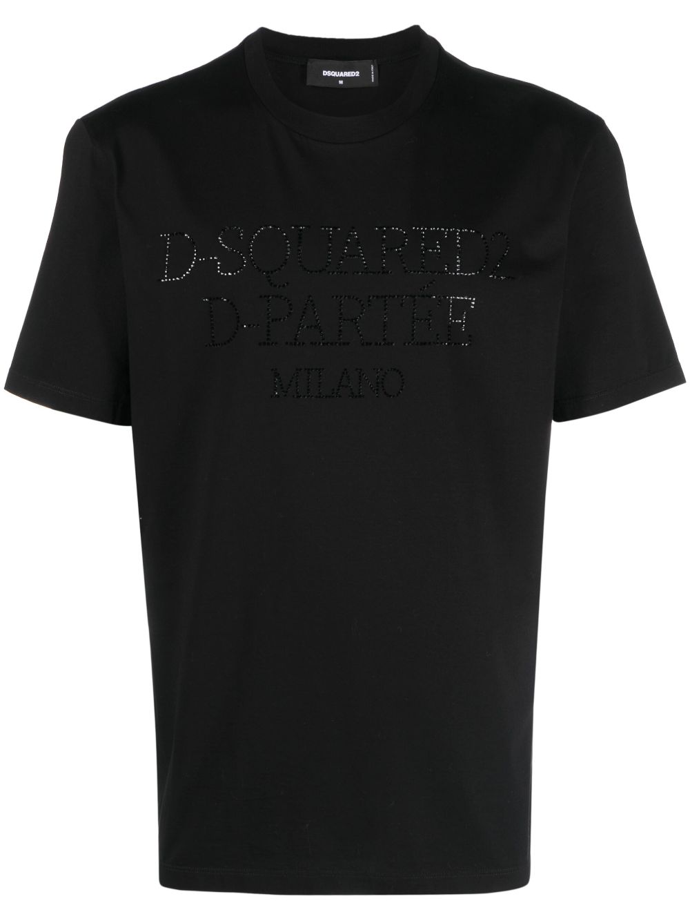 DSQUARED2 铆钉logo棉T恤 - 黑色