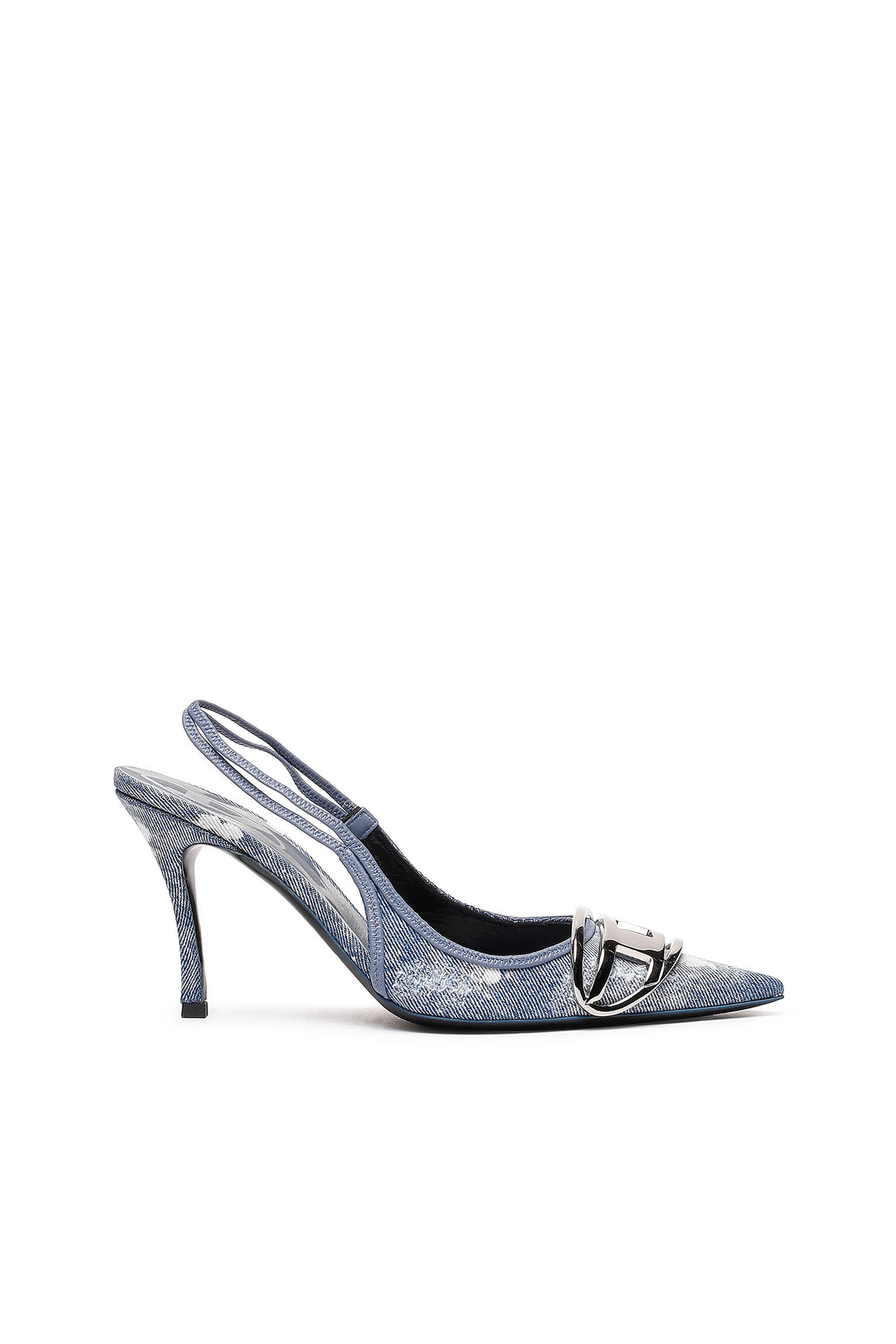 Diesel - D-Venus-Slingback pumps in distressed denim - Heels - Woman - Blue