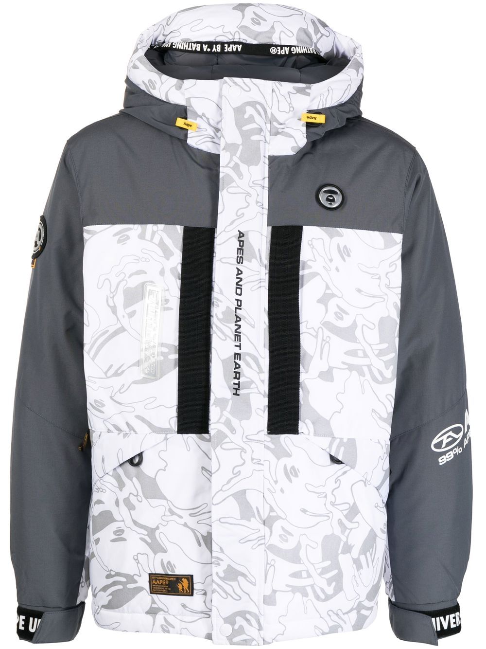 AAPE BY *A BATHING APE® 标贴连帽夹克 - 灰色