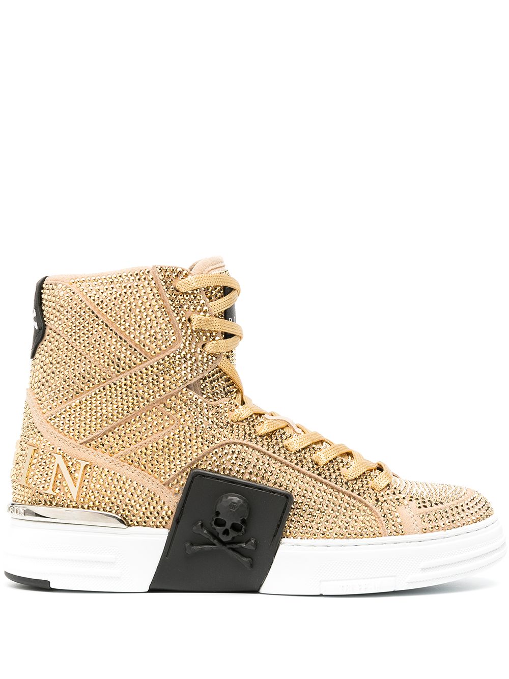 Philipp Plein 铆钉高帮运动鞋 - 金色