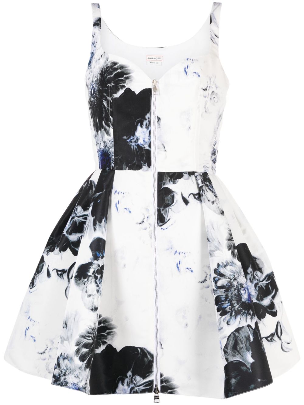 Alexander McQueen Chiaroscuro 花卉提花迷你连衣裙 - 白色