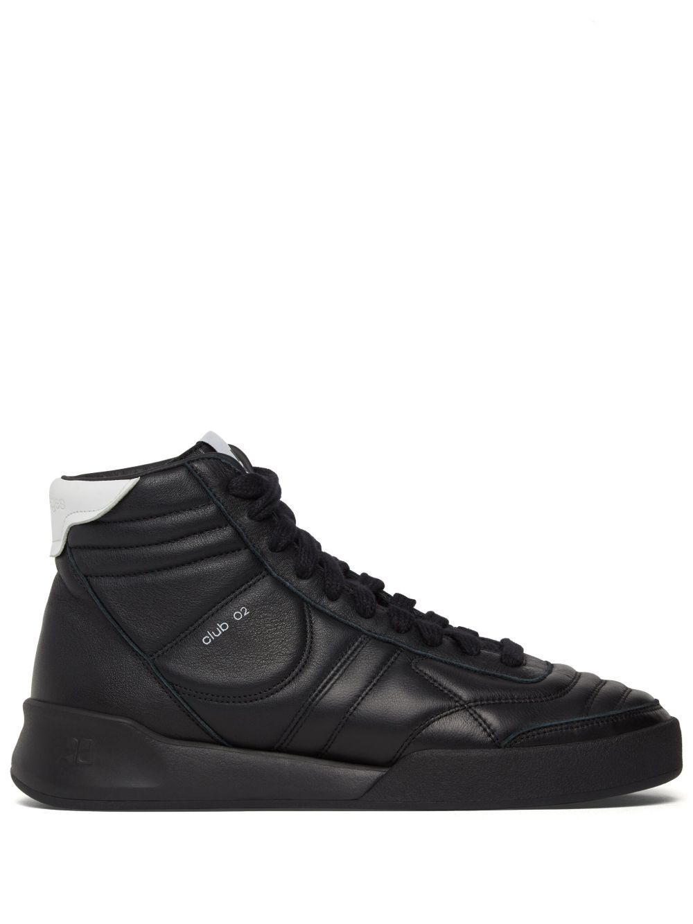 Courrèges Mid Club 02 皮质运动鞋 - 黑色