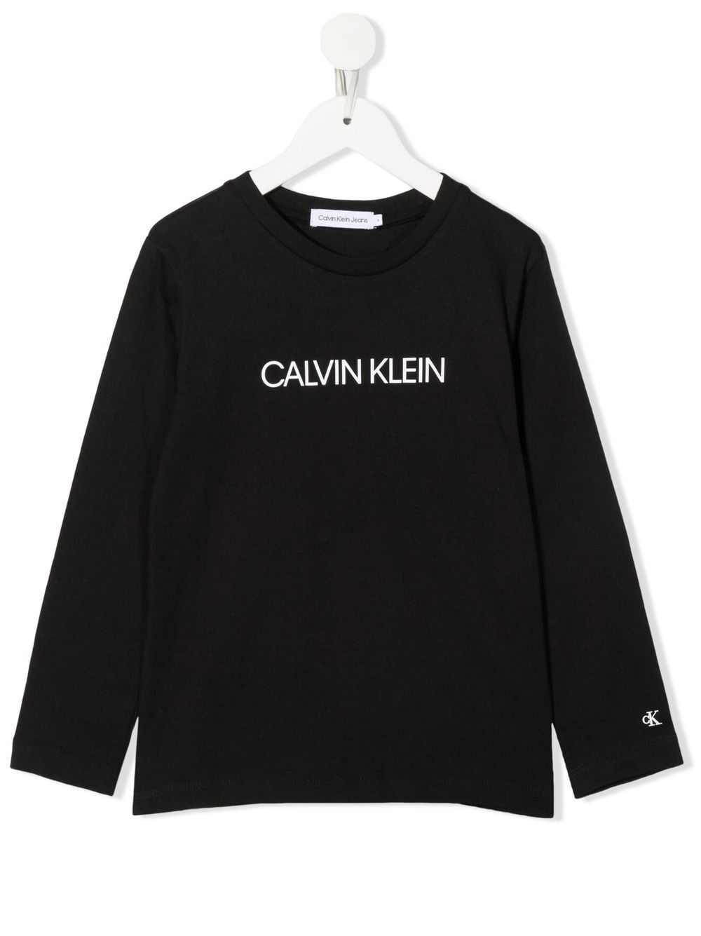 Calvin Klein Kids logo图案棉T恤 - 黑色