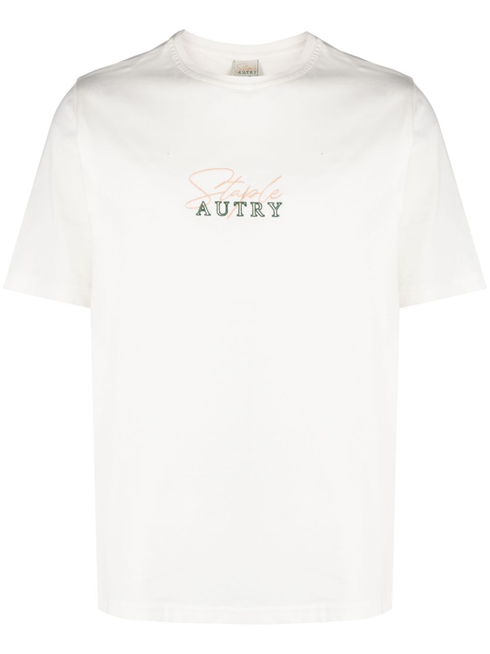 Autry logo刺绣棉T恤 - 白色