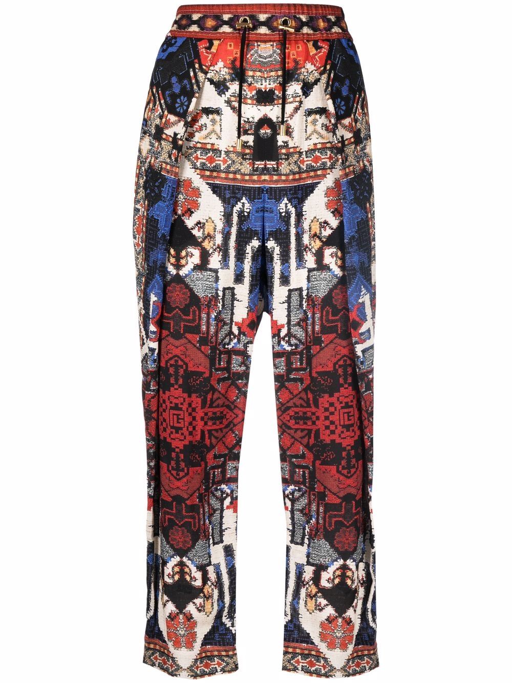 Balmain 巴尔曼 抽象图案印花露踝裤 - 红色