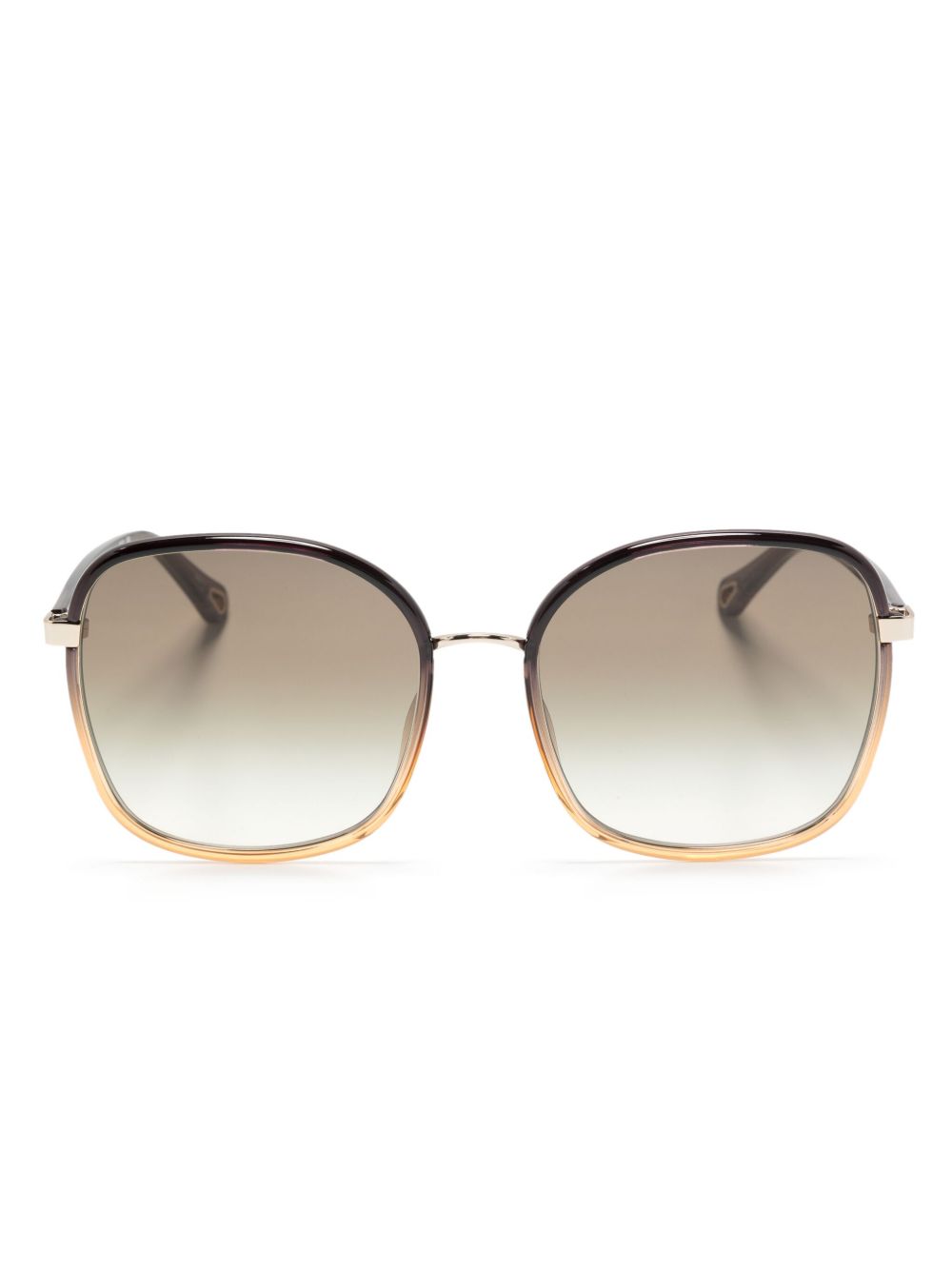Chloé Eyewear 渐变色效果超大镜框太阳眼镜 - 黑色