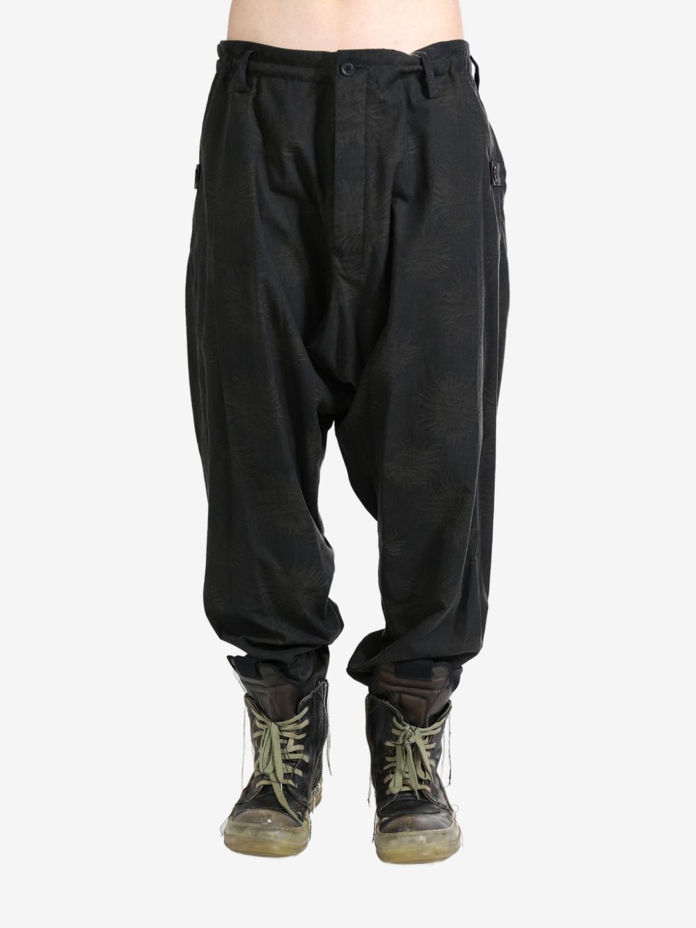 Yohji Yamamoto drop crotch trousers - 黑色