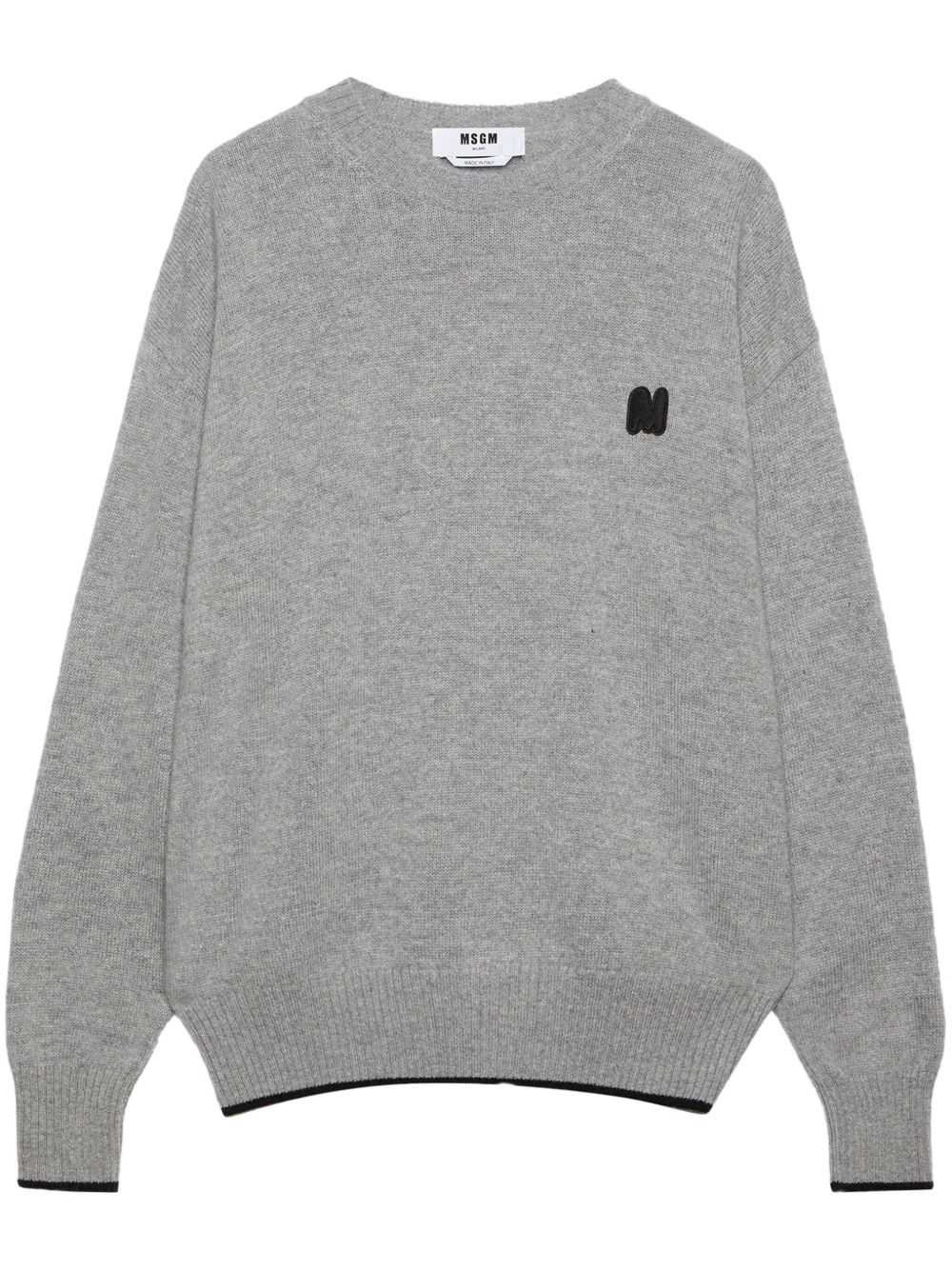 MSGM logo贴花圆领毛衣 - 灰色