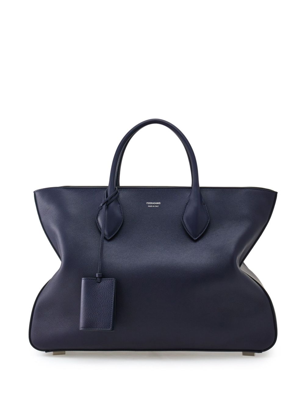Ferragamo logo标记皮质手提包 - 蓝色