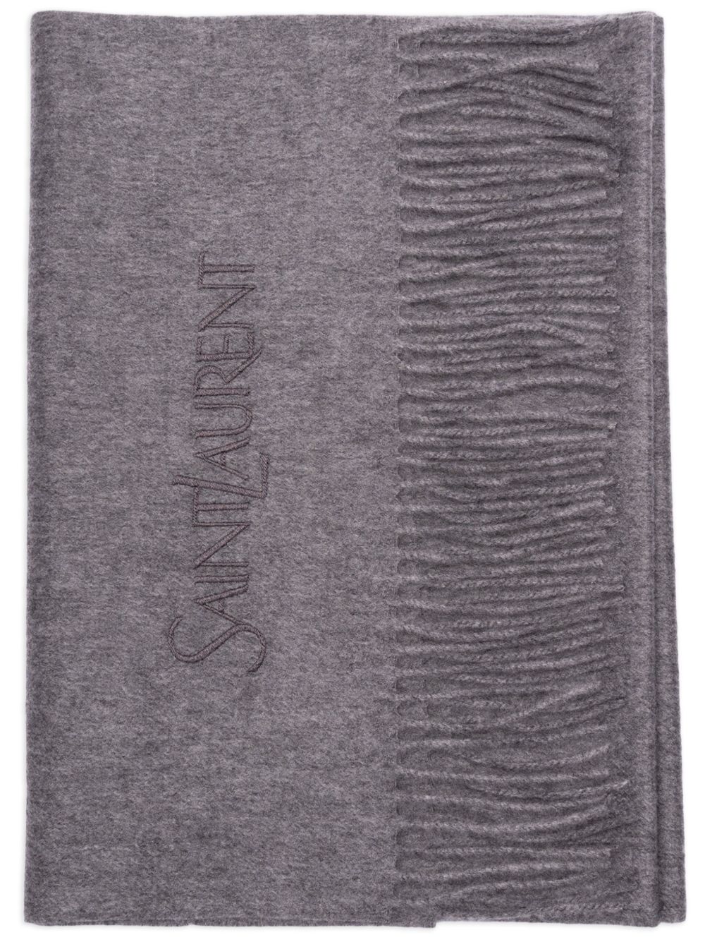 Saint Laurent logo刺绣围巾 - 灰色