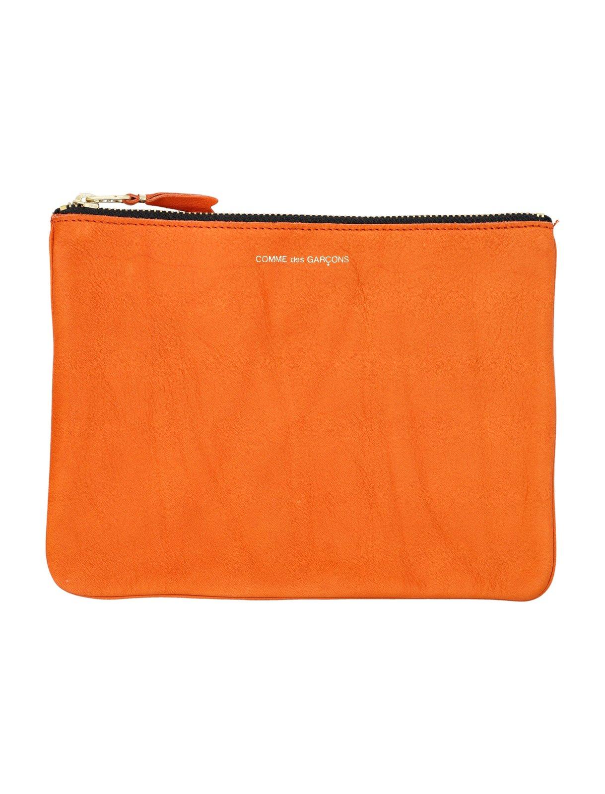 Comme des Garçons Wallet Logo Printed Zip-up Pouch