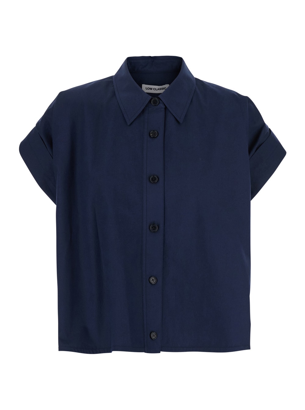 Low Classic Blue Shirt With Pointed Collar And Turned Up Sleeves Sleeves In Cotton Woman