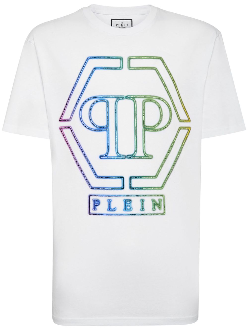 Philipp Plein 水钻缀饰六边形logo T恤 - 白色
