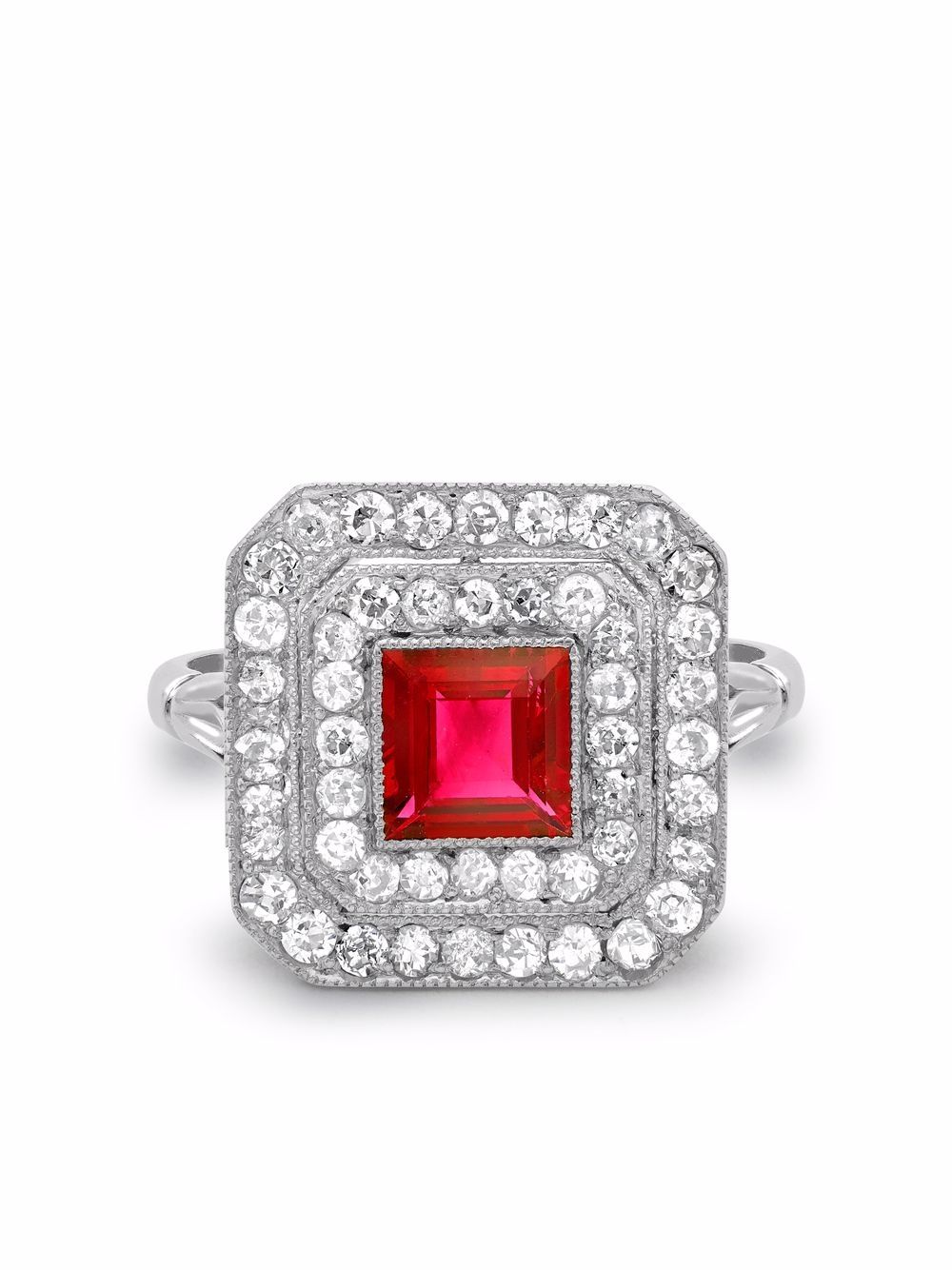Pragnell Vintage Art Deco 红宝石钻石戒指（典藏款） - 银色
