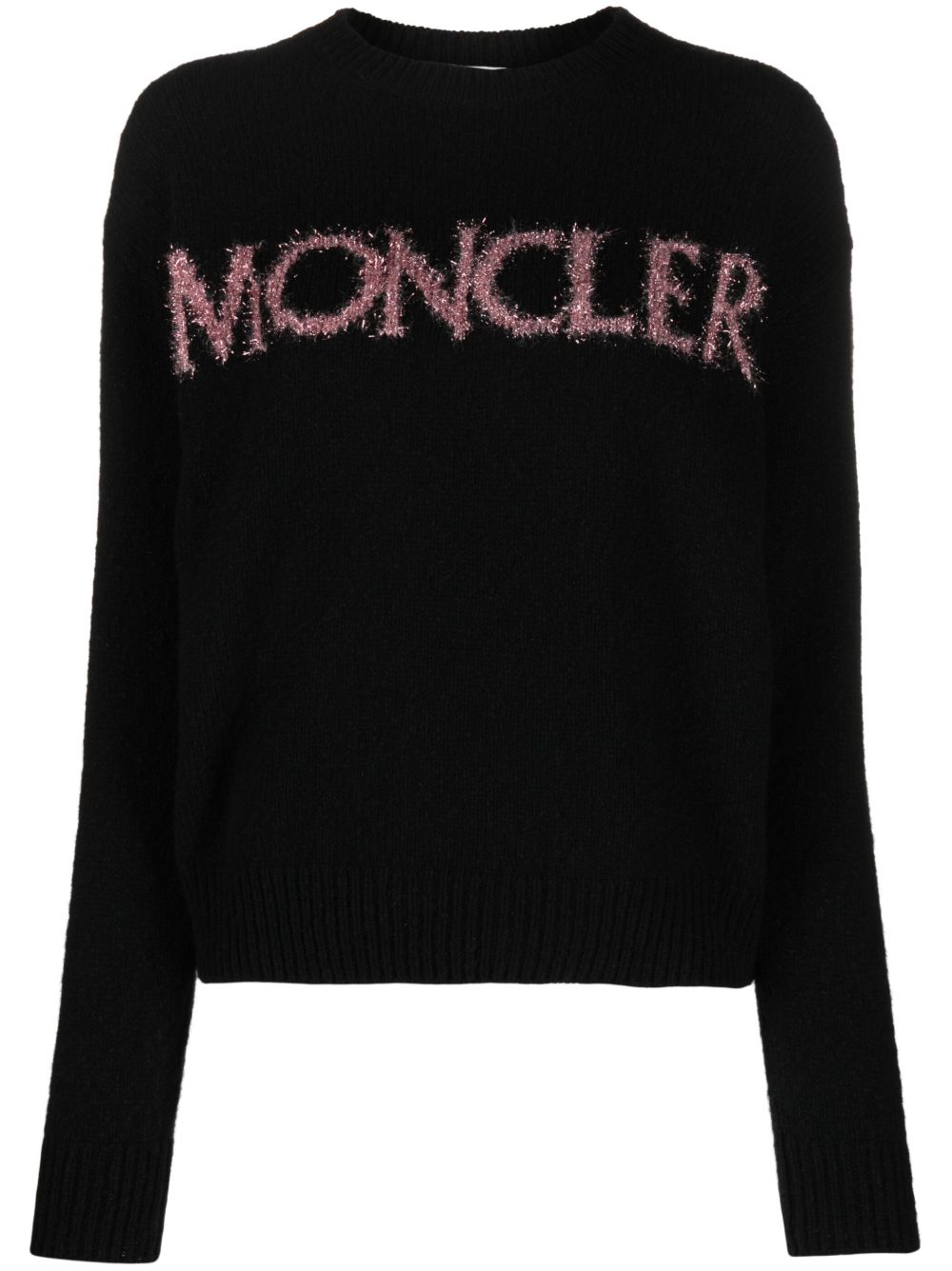 Moncler logo嵌花针织毛衣 - 黑色
