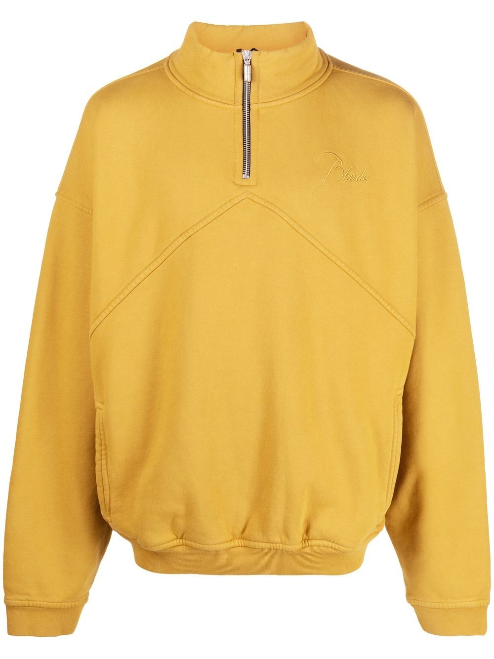 RHUDE logo刺绣拉链领卫衣 - 黄色