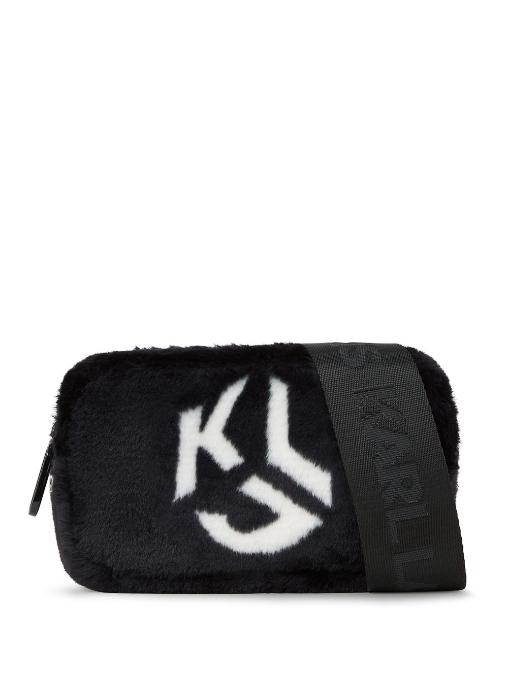Karl Lagerfeld Jeans 人造皮草斜挎包 - 黑色