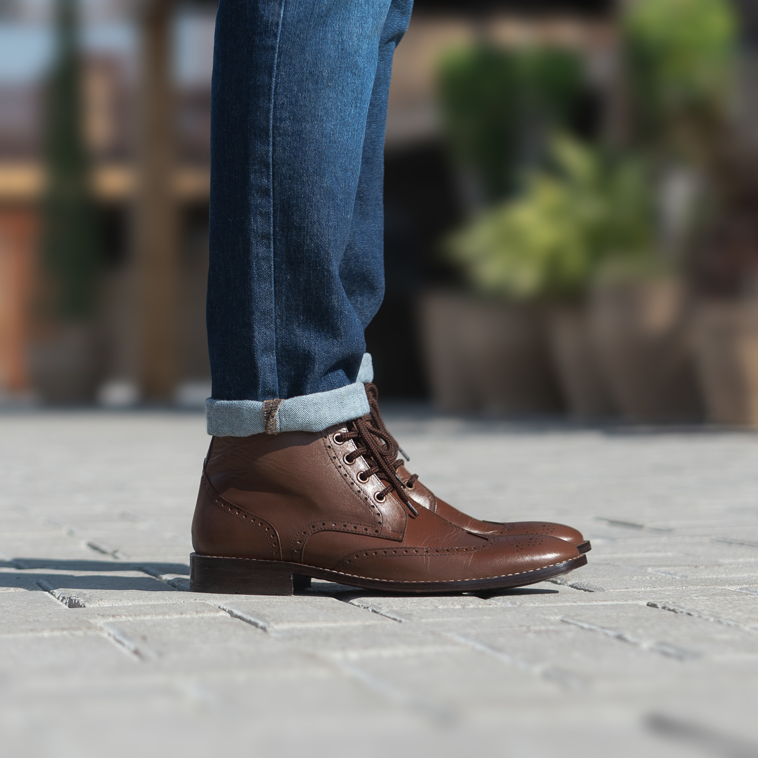 Duster Brogues Derby Brown Leather Boots