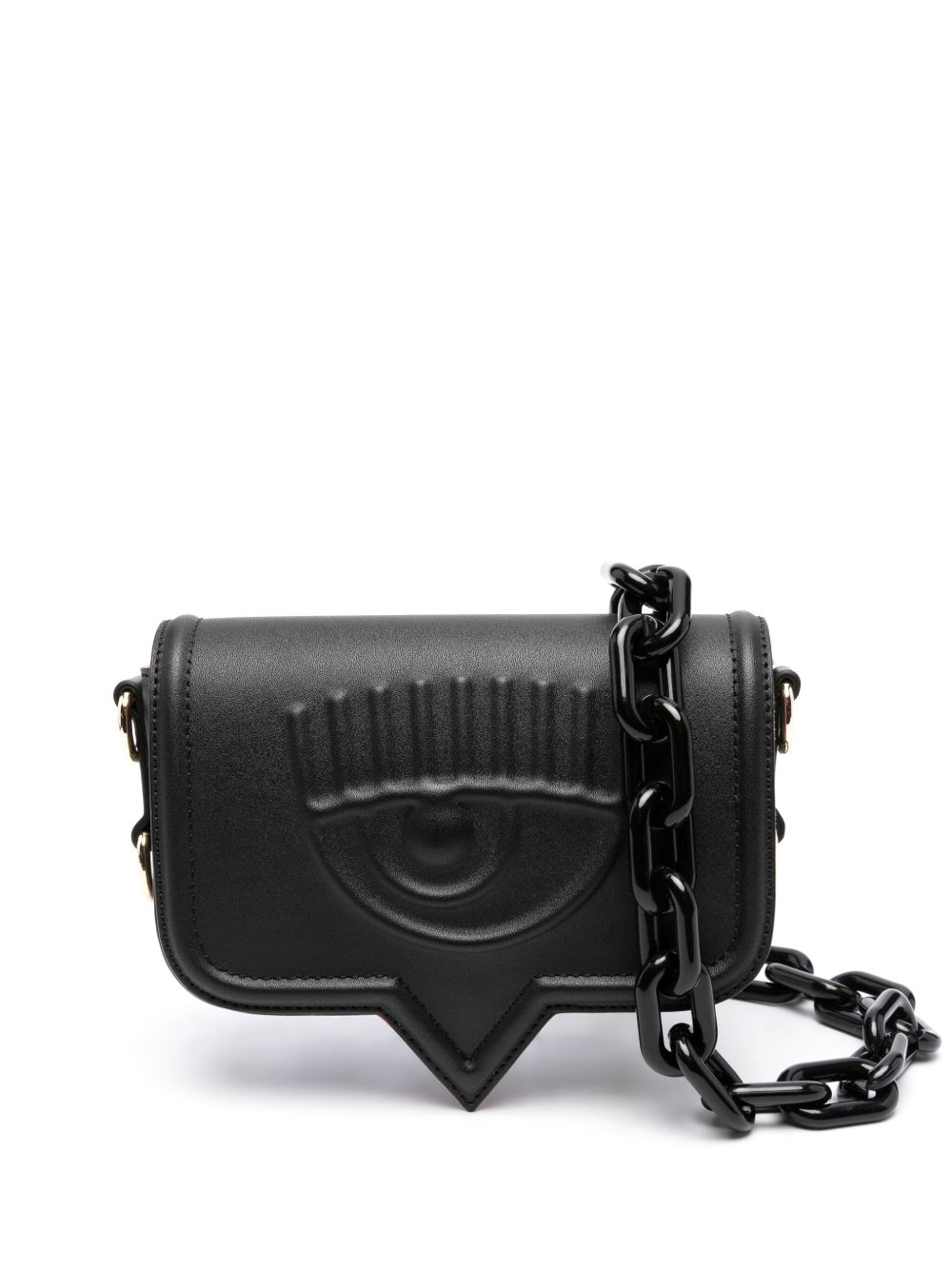 Chiara Ferragni Eyelike logo压纹单肩包 - 黑色