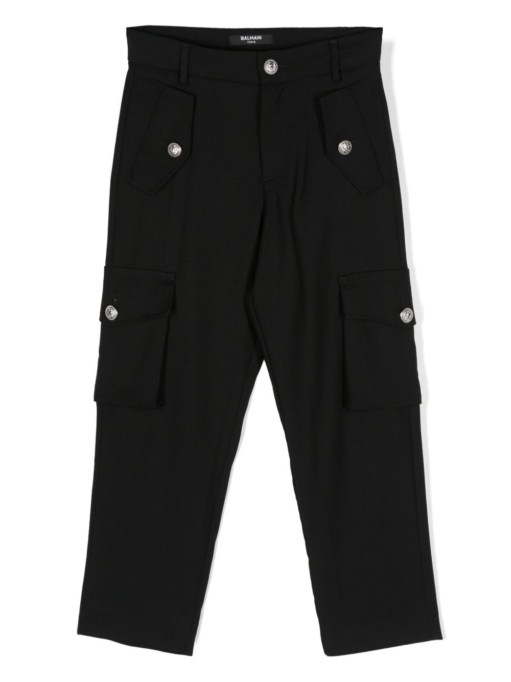 Balmain Kids 初剪羊毛工装裤 - 黑色