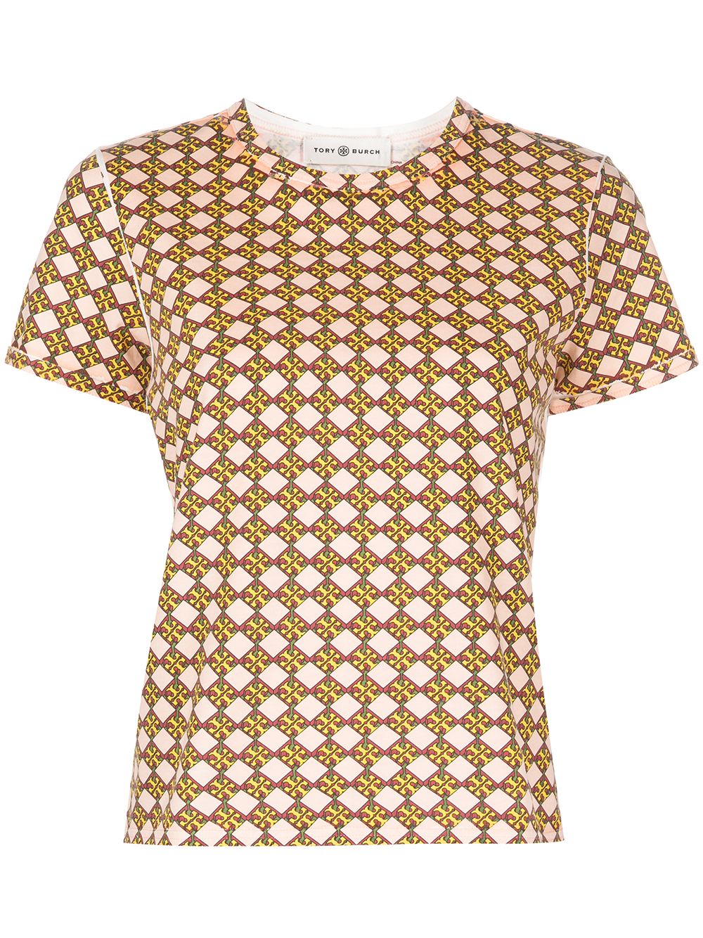 Tory Burch logo格纹棉T恤 - 橘色