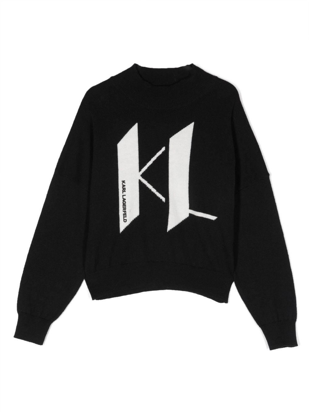 Karl Lagerfeld Kids Seasonal Logo 棉羊绒混纺毛衣 - 黑色