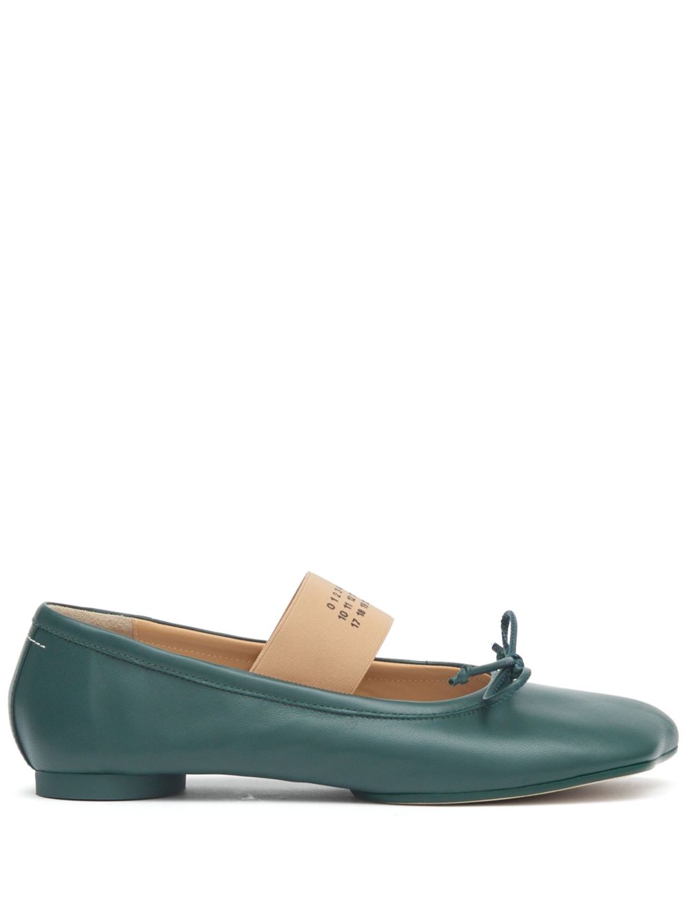 MM6 Maison Margiela Anatomic Numbers 图案皮质平底鞋 - 绿色