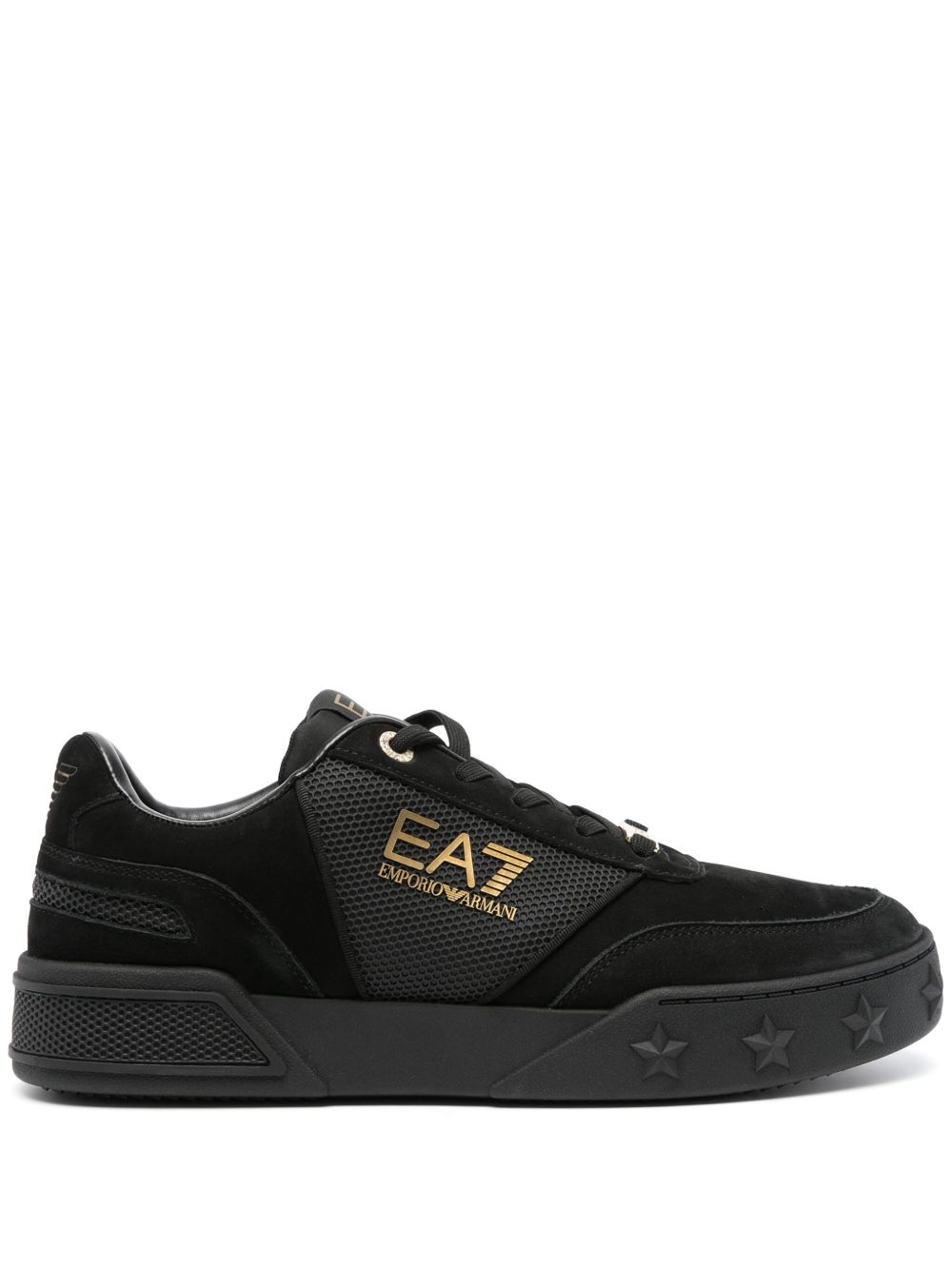 Ea7 Emporio Armani logo印花系带运动鞋 - 黑色