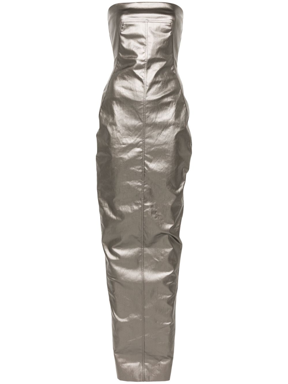 Rick Owens 涂层牛仔超长连衣裙 - 灰色