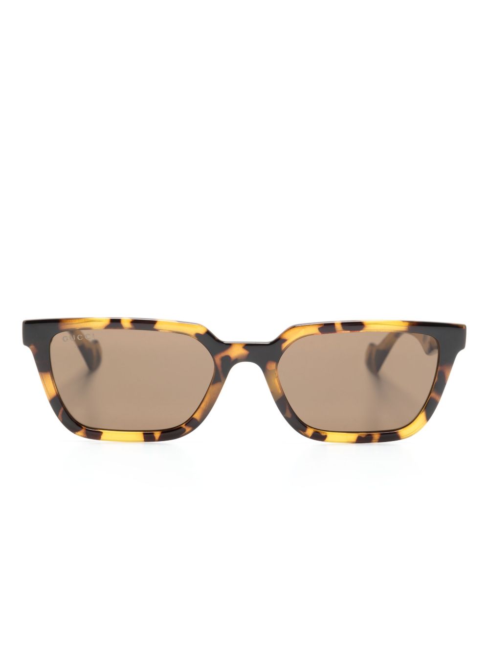 Gucci Eyewear 玳瑁纹长方形框太阳眼镜 - 黄色