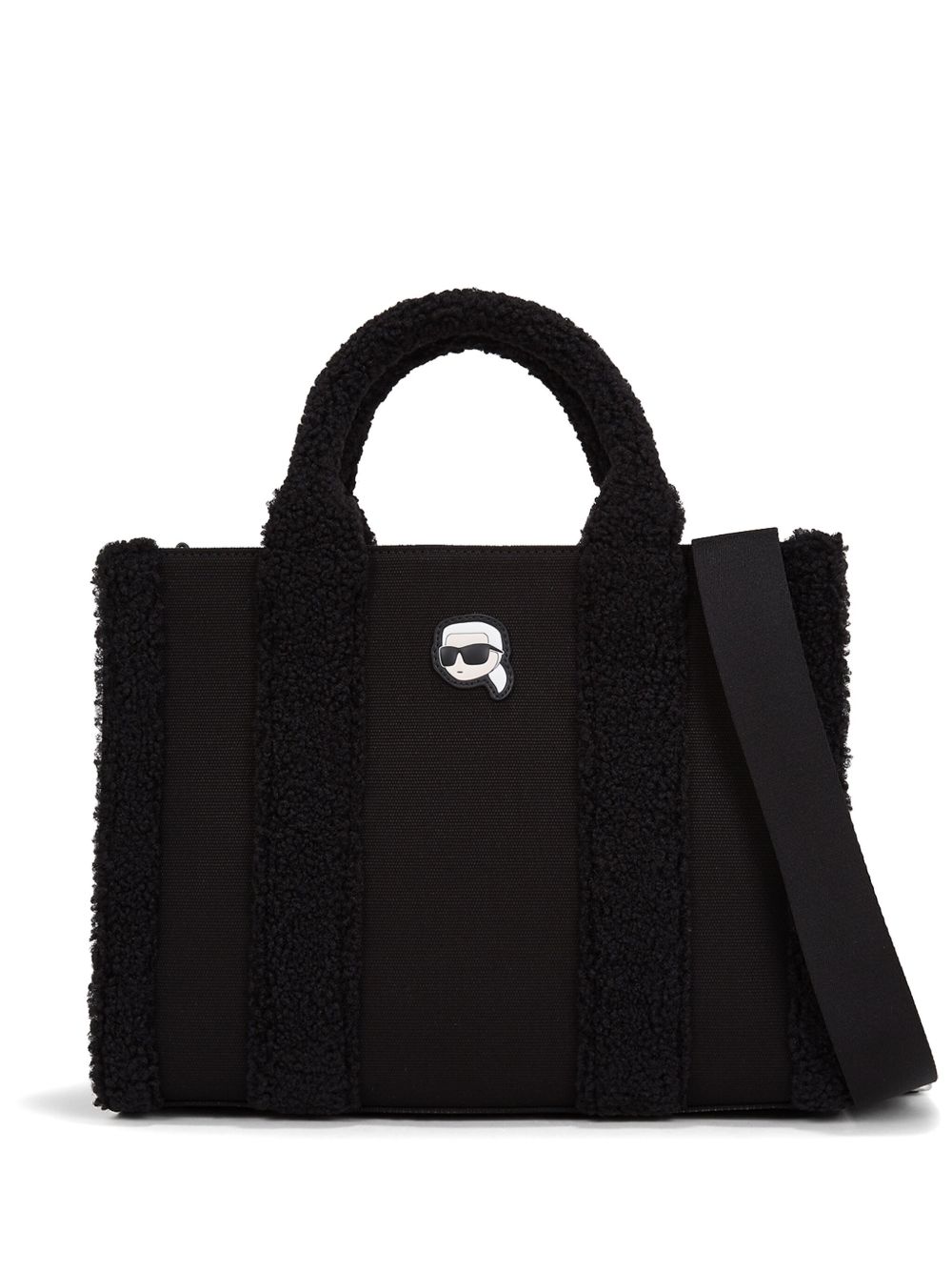 Karl Lagerfeld Ikon 皮毛一体手提包 - 黑色
