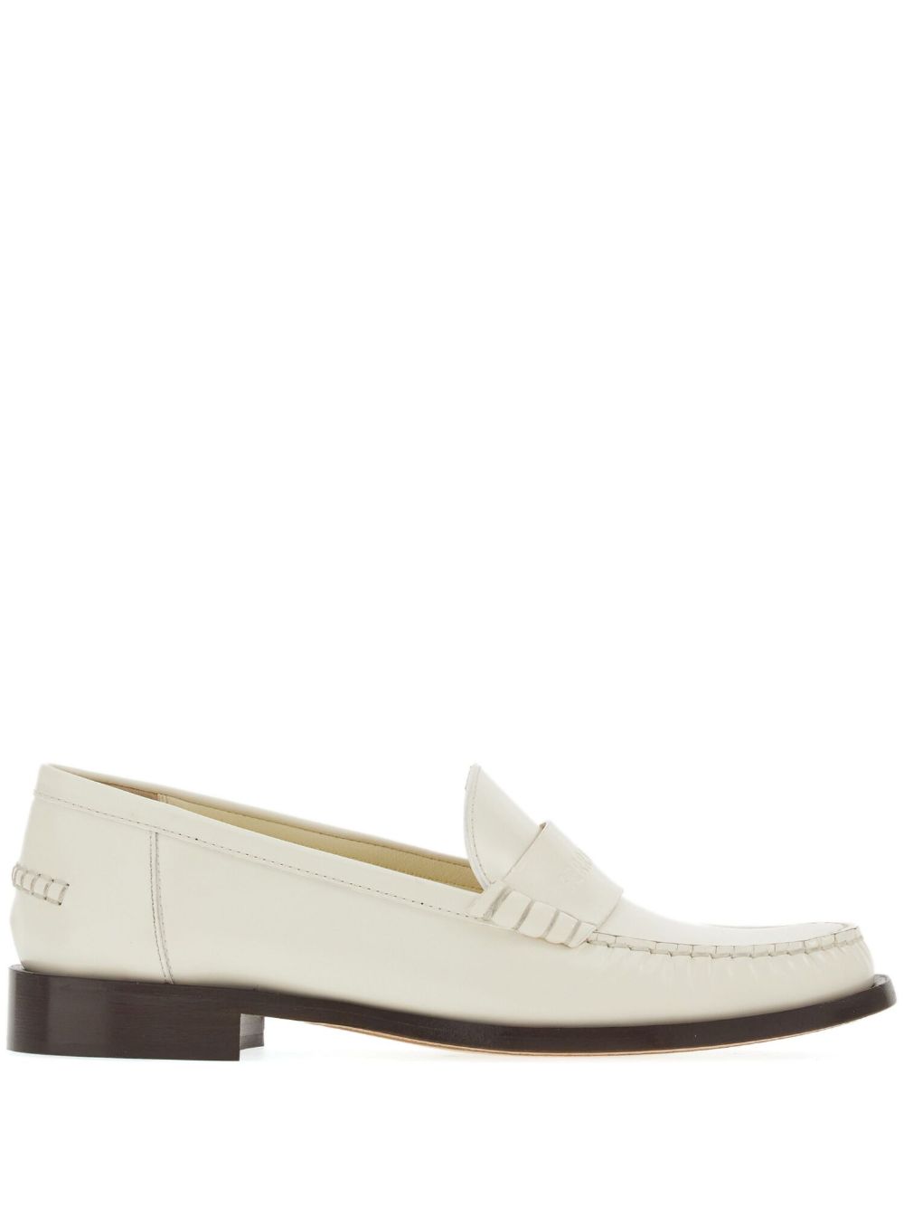 Ferragamo logo凹面压花皮质乐福鞋 - 白色