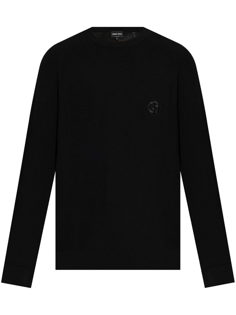 Giorgio Armani logo刺绣毛衣 - 黑色